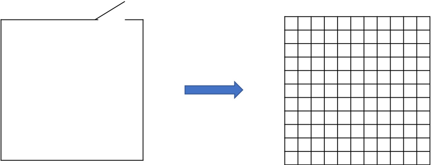 Room divided into a square grid